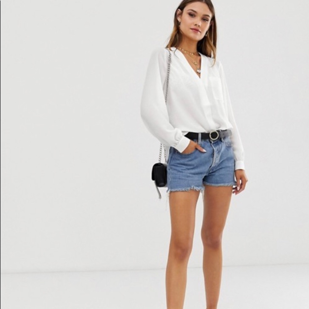 ASOS DESIGN long sleeve blouse with pocket detail
